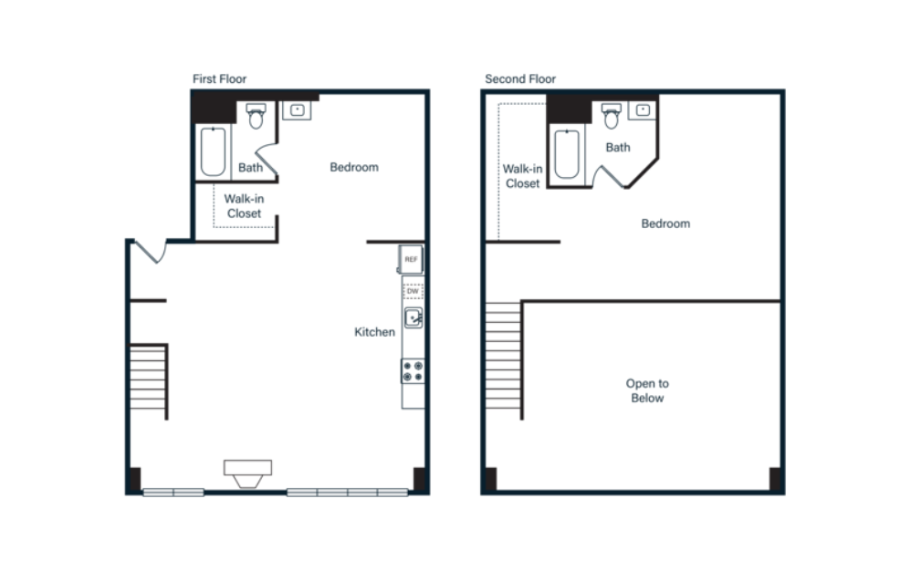 B8L - 2 bedroom floorplan layout with 2 bathrooms and 1035 - 1086 square feet